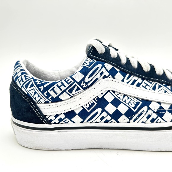 Vans Old Skool Blue White Off The Wall Logo Suede Sneakers Women's 8.5 Mens 7.0 - Picture 11 of 16